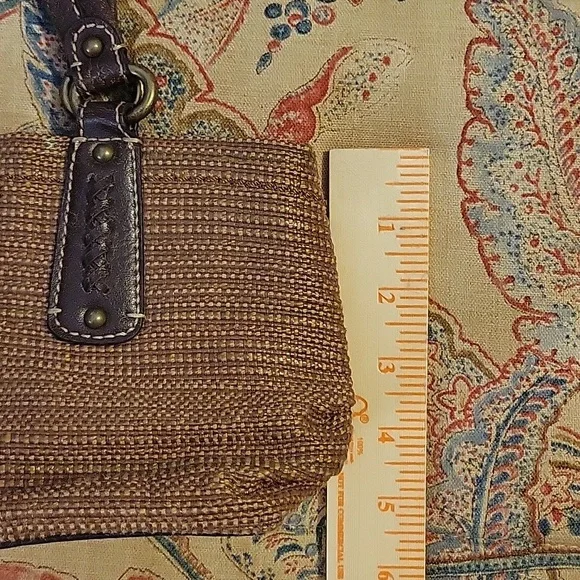 Fossil Bag Genuine Classic 1954 Vintage Bag Small Woven Brown Leather Trim - Picture 10 of 15